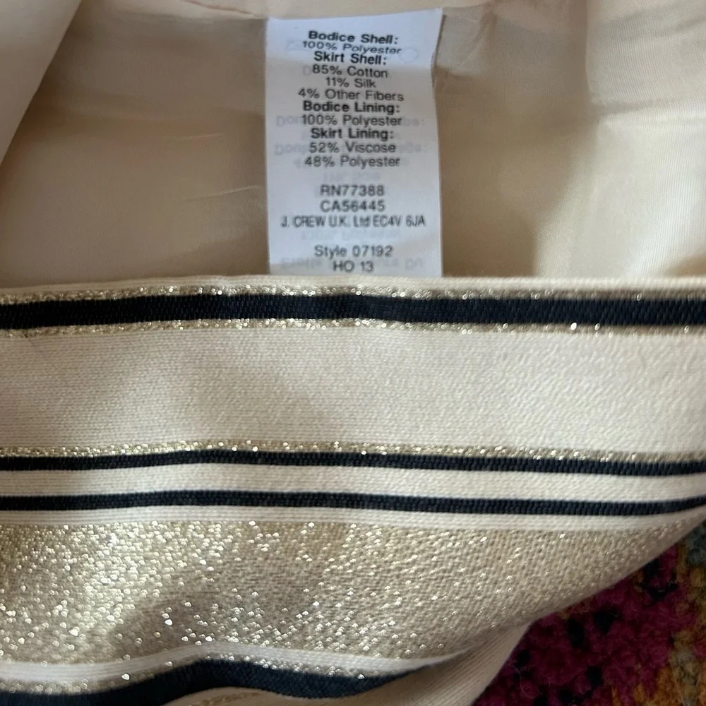J. Crew | Women’s black/gold metallic striped sleeveless silk blend party dress2